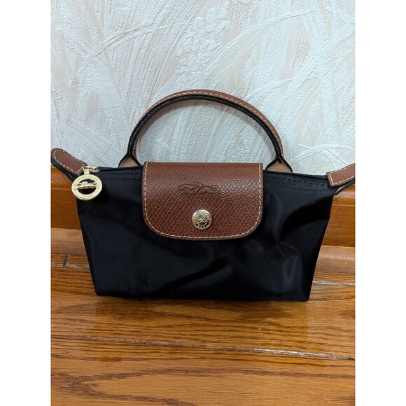 New Wo Tags LE PLIAGE ORIGINAL POUCH WITH HANDLE Black Xs Bag QuietLuxury Preppy - Picture 2 of 8